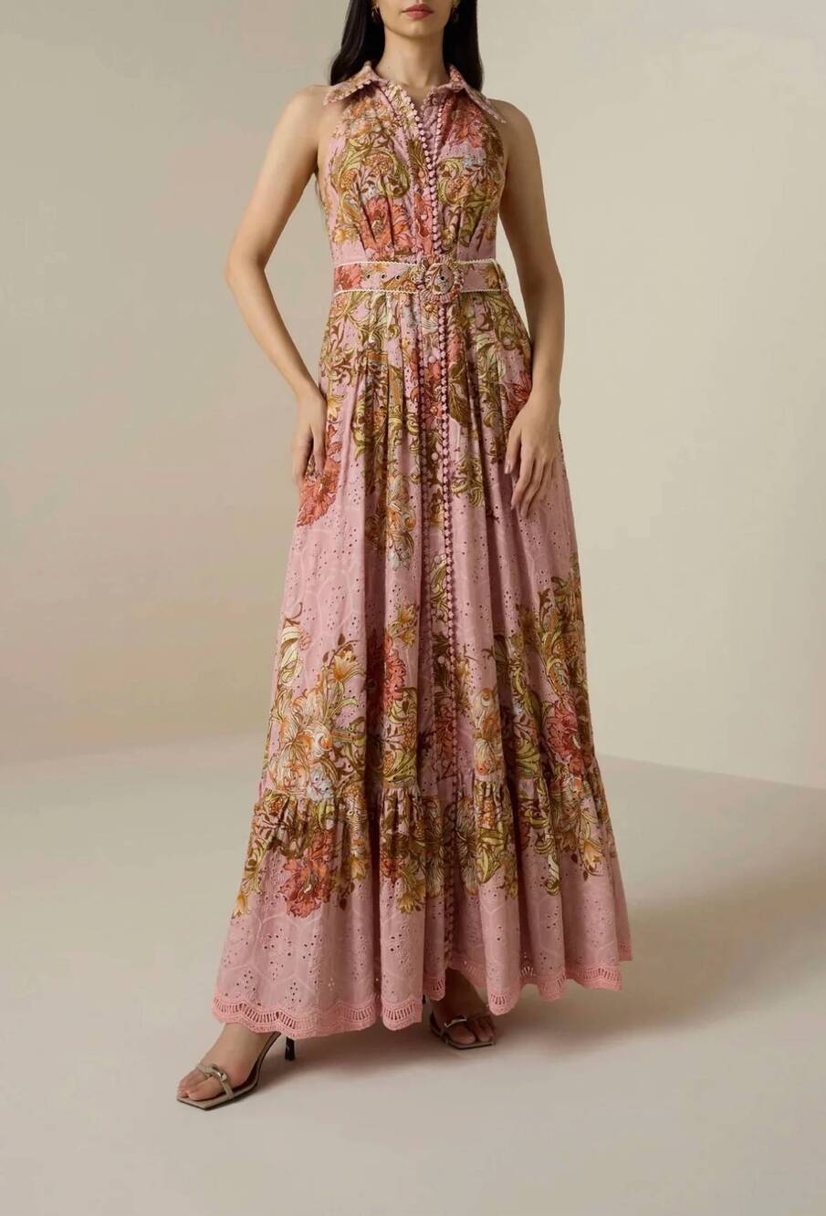 NEW HEMANT & NANDITA sula maxi dress in dusty pink